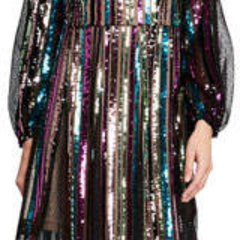 Aidan Mattox stripe  multi sequin cocktail dress